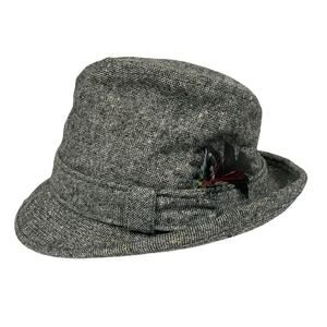 Irish Tweed Gray Wool Walking Hat Jonathan Richard Feather Men’s 7 1/4 59